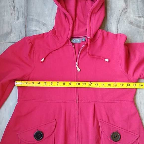 Motto Your Style Mantra-Full zip sweatshirt Jacket with hood RED size S - Picture 7 of 11